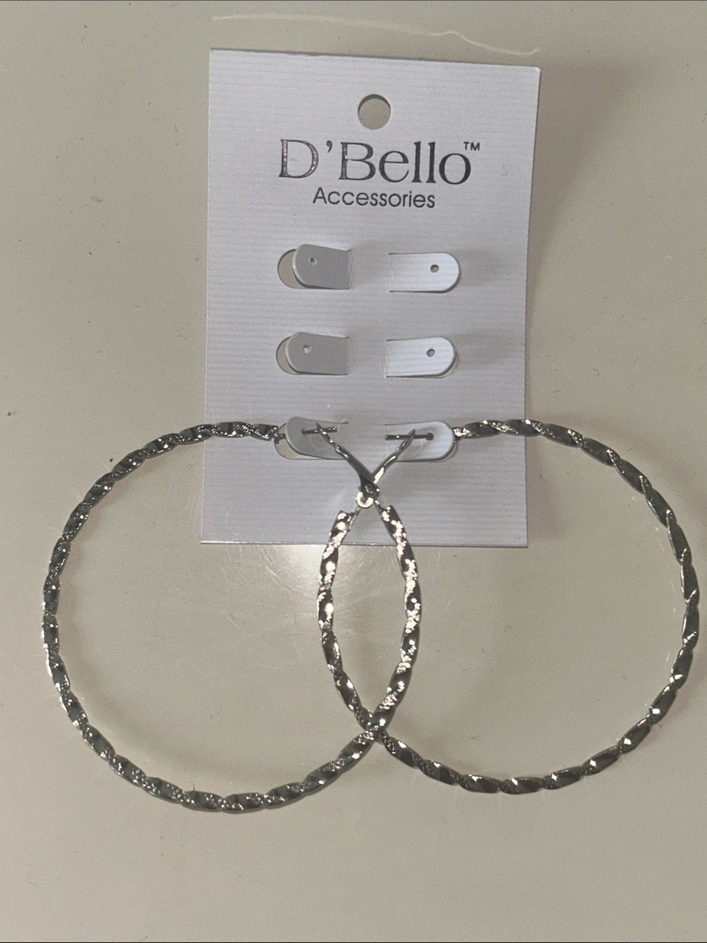 Silver Textured Large Hoop Earrings - Women NWT